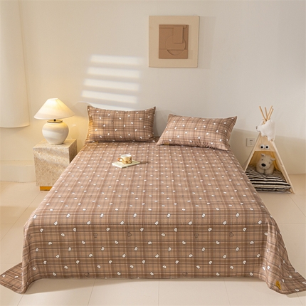 91家纺网 家纺一手货源 找家纺 2025新款云感皱皱纱印花床单 波点熊