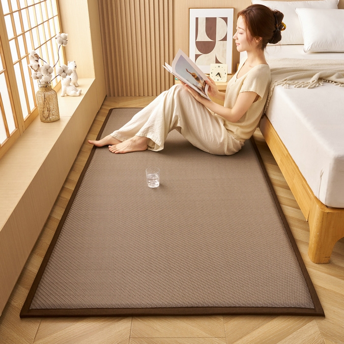 91家纺网 家纺一手货源 找家纺 锦丝钰床垫  2025新款高端Pe冷感藤席地铺垫 Pe灰咖