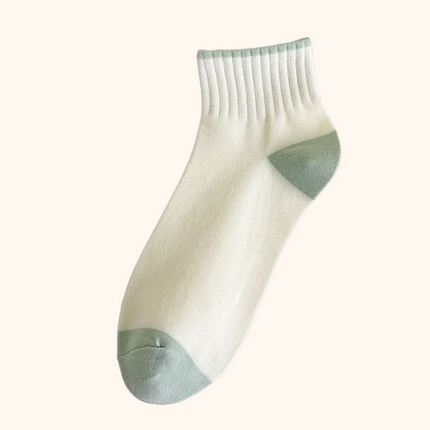 良品汇馆女脚跟撞色短袜 绿色