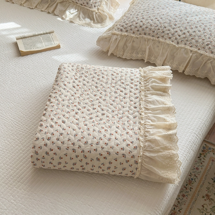 91家纺网 家纺一手货源 找家纺 淑女公社家纺  2025春夏新款法式纯棉双层纱夏被床盖四件套 小香郁