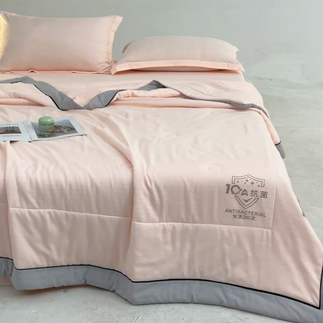 91家纺网 家纺一手货源 找家纺 宝士康家纺 2025新款10A抗菌华夫条提花夏被 暖玉