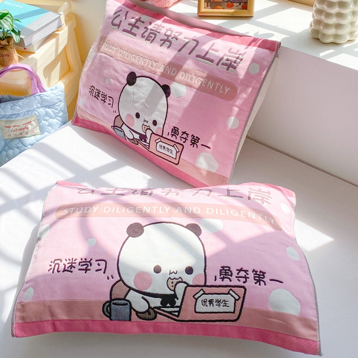 91家纺网 家纺一手货源 找家纺 美宜家 2025新款40*60儿童纯棉A类纱布枕巾乳胶专用高档枕巾 优秀 一对