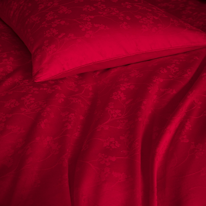 91家纺网 家纺一手货源 找家纺 琪格格纺织 2025新款纯棉婚庆四件套结婚用品提花简约婚庆 叶满良缘