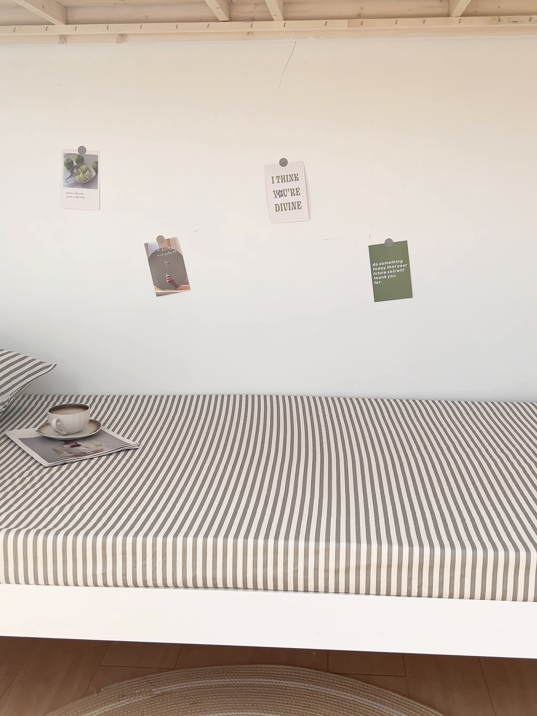 91家纺网 家纺一手货源 找家纺 宅部落 2025新款全棉学生宿舍褥子套纯棉床垫套单床笠 灰细条纹