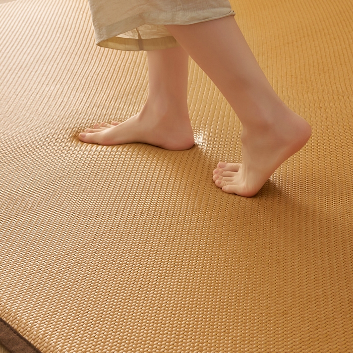 91家纺网 家纺一手货源 找家纺 锦丝钰床垫  2025新款高端Pe冷感藤席地铺垫 PE 黄
