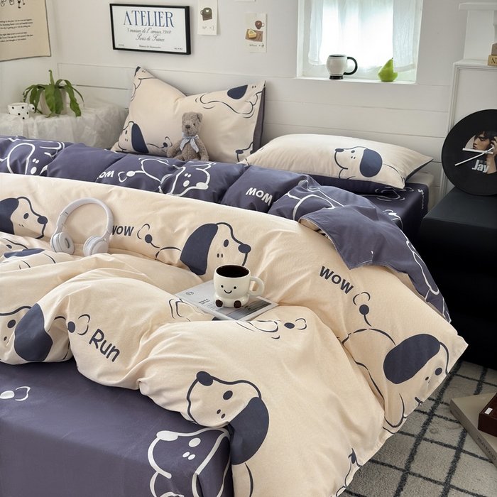 91家纺网 家纺一手货源 找家纺 （总）可可家纺 2025新款印花卡通芦荟棉四件套亲肤床单被套三件套