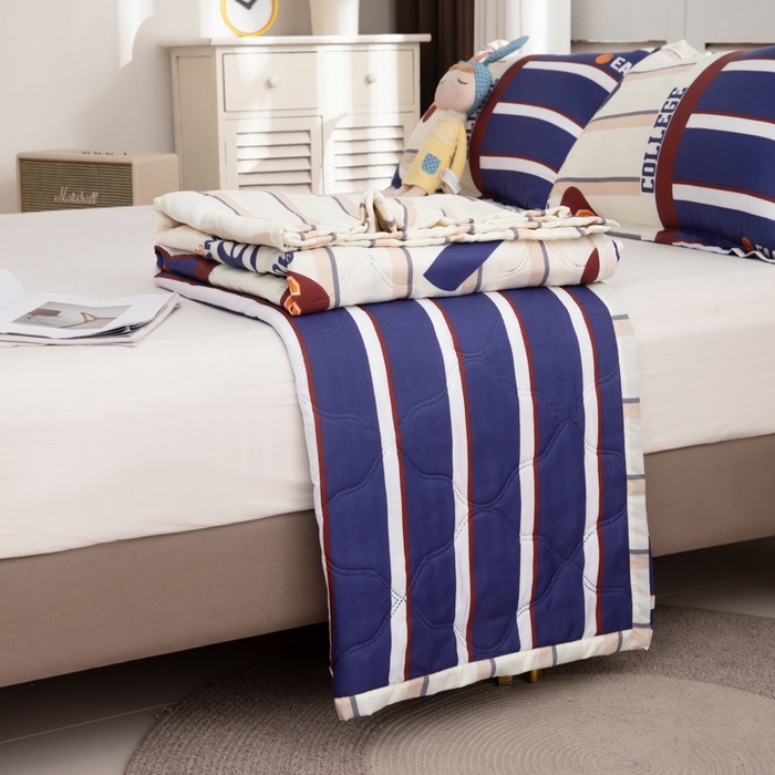 91家纺网 家纺一手货源 找家纺 乐居坊2025新款亲肤舒适印花芦荟棉夏凉被四件套 高校风云