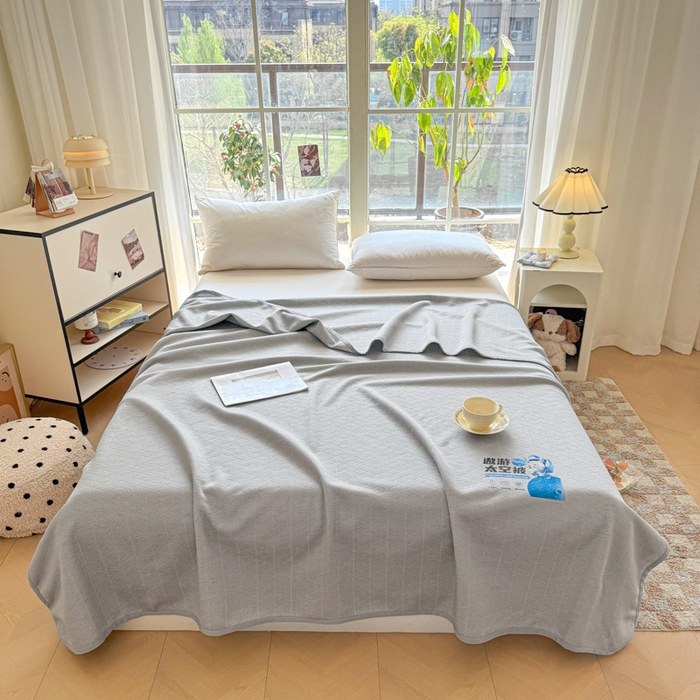 91家纺网 家纺一手货源 找家纺 阿牛席业 2025春夏新款双面云母夏被夏凉被空调被 太空-雪山灰