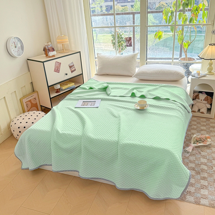 91家纺网 家纺一手货源 找家纺 阿牛席业 2025春夏新款双面云母夏被夏凉被空调被 沐夏-琉璃绿