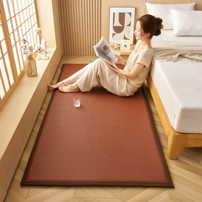 91家纺网 家纺一手货源 找家纺 锦丝钰床垫  2025新款高端Pe冷感藤席地铺垫 Pe红