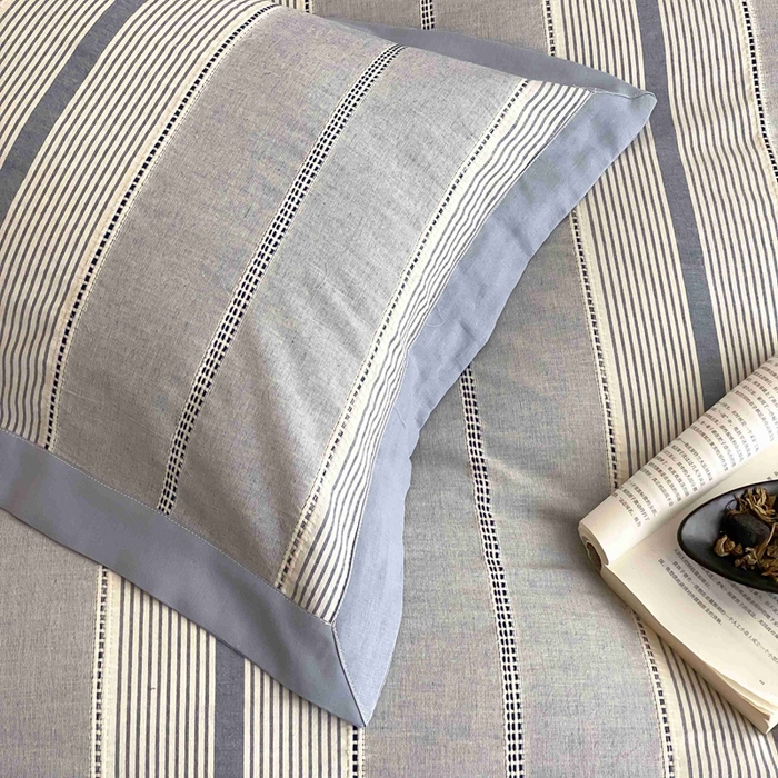 91家纺网 家纺一手货源 找家纺 旷野2025新款全棉纯棉色织空气层提花泡泡纱四件套 悉尼海岸-蓝