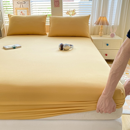 91家纺网 家纺一手货源 找家纺 （总）芷凡家纺 2025新款水洗皱皱云感棉纯色床笠