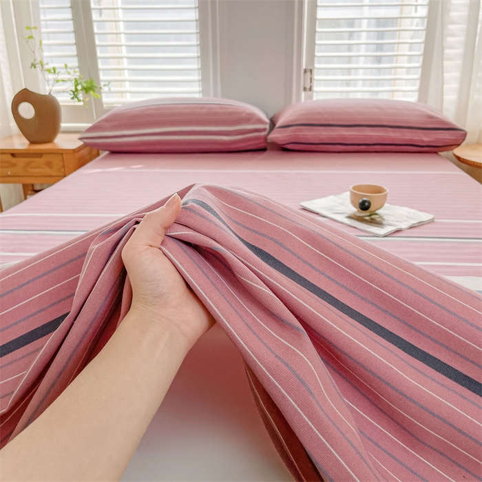 91家纺网 家纺一手货源 找家纺 美梦里 2025新款无印老粗布床单凉席席子 豆蔻粉