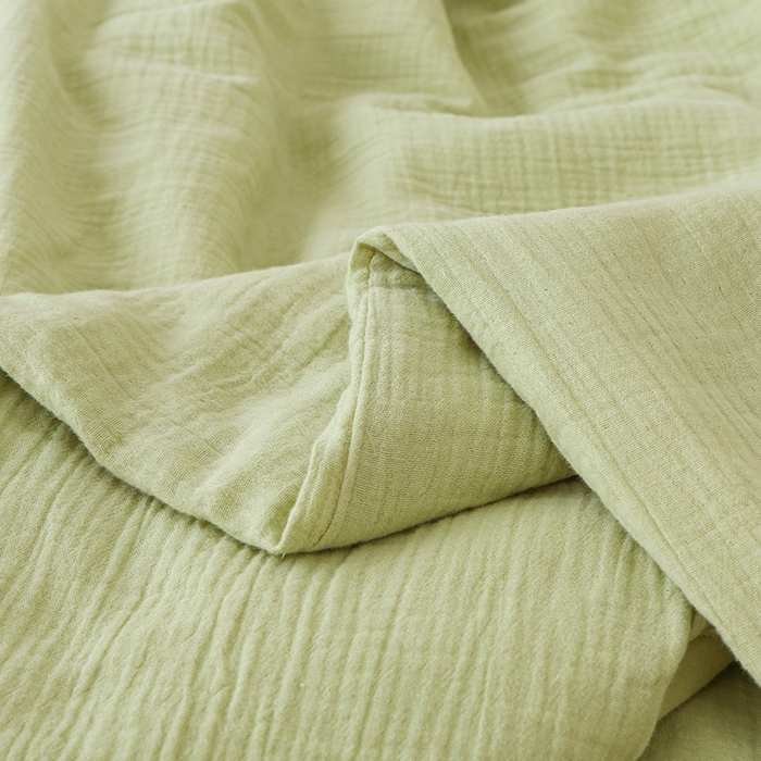 91家纺网 家纺一手货源 找家纺 2025新款A类全棉双层皱皱纱立体烫画纯色款大豆夏凉被空调被 绉绉-草绿