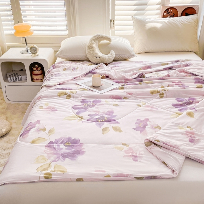 91家纺网 家纺一手货源 找家纺 好梦来家纺（原锦茂家纺） 2025新款印花凉感丝抗菌夏被 盛夏