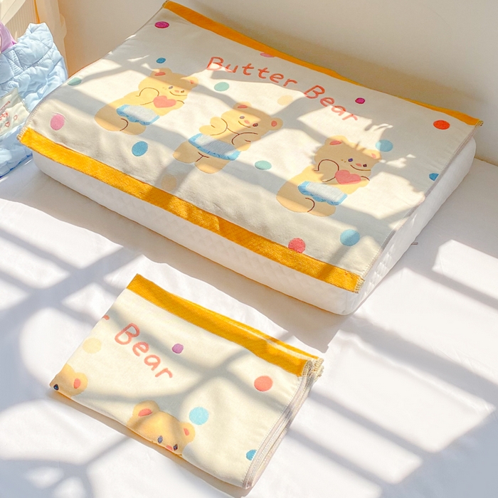 91家纺网 家纺一手货源 找家纺 美宜家 2025新款40*60儿童纯棉A类纱布枕巾乳胶专用高档枕巾 萌宠 一只