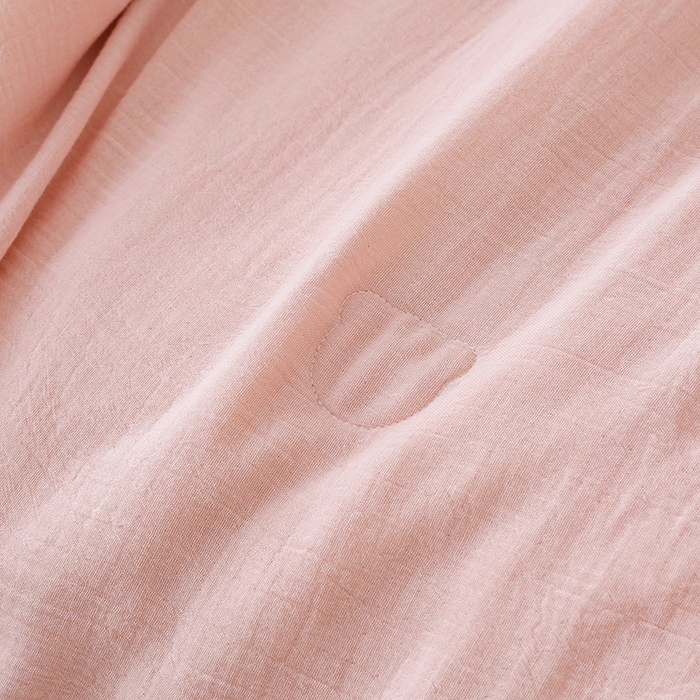 91家纺网 家纺一手货源 找家纺 2025新款A类全棉双层皱皱纱立体烫画纯色款大豆夏凉被空调被 绉绉-嫩粉