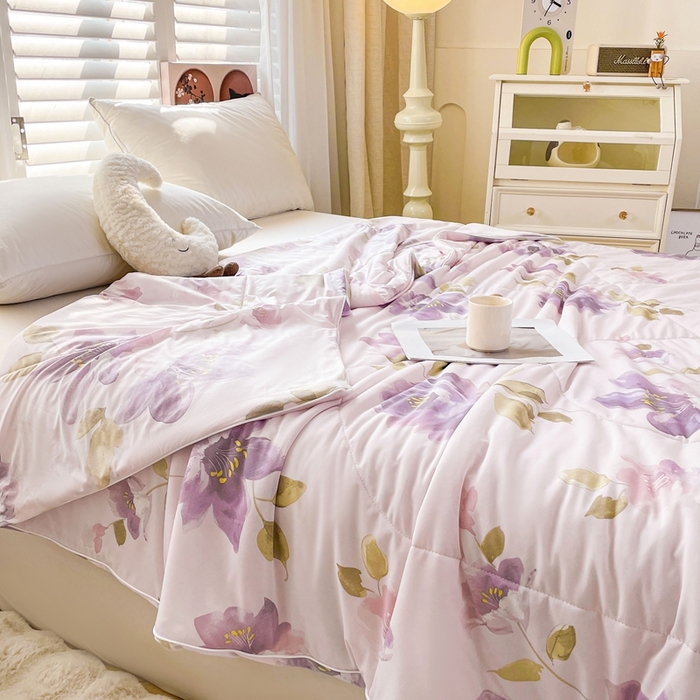 91家纺网 家纺一手货源 找家纺 好梦来家纺（原锦茂家纺） 2025新款印花凉感丝抗菌夏被 盛夏