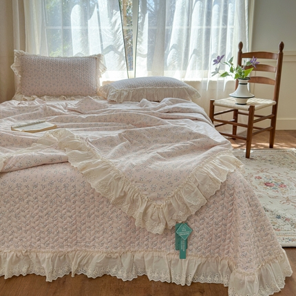 91家纺网 家纺一手货源 找家纺 （总）淑女公社家纺  2025春夏新款法式纯棉双层纱夏被床盖四件套