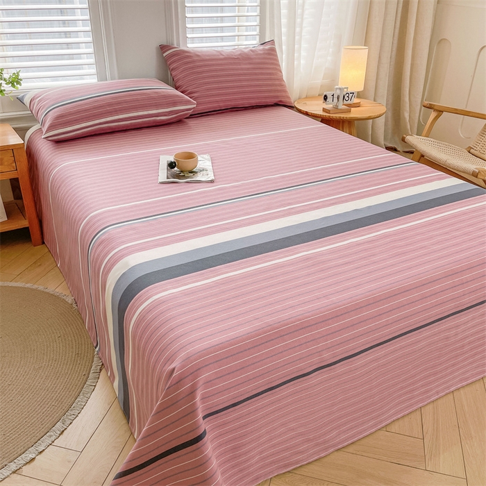 91家纺网 家纺一手货源 找家纺 美梦里 2025新款无印老粗布床单凉席席子 豆蔻粉