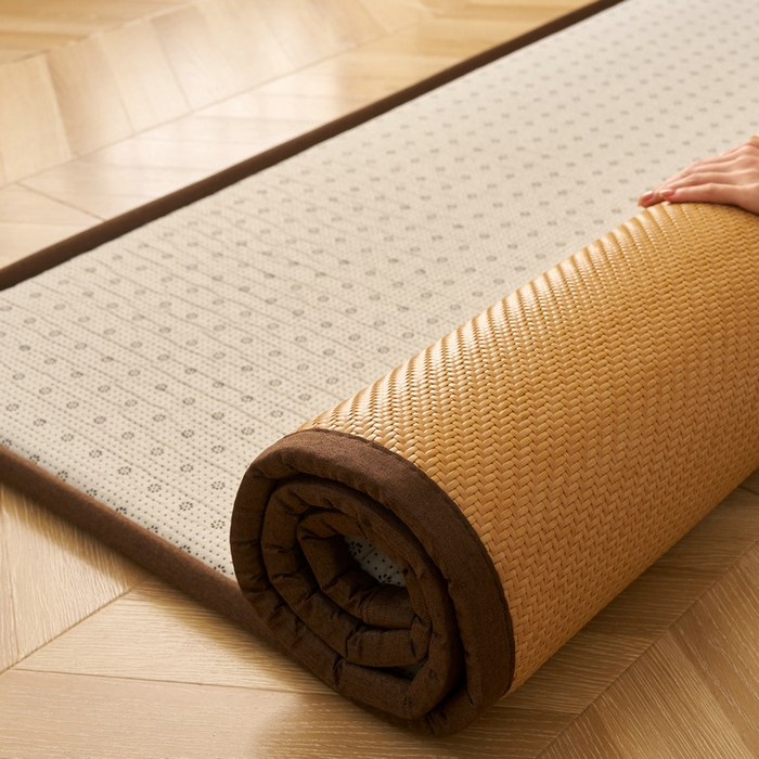 91家纺网 家纺一手货源 找家纺 锦丝钰床垫  2025新款高端Pe冷感藤席地铺垫 PE 黄