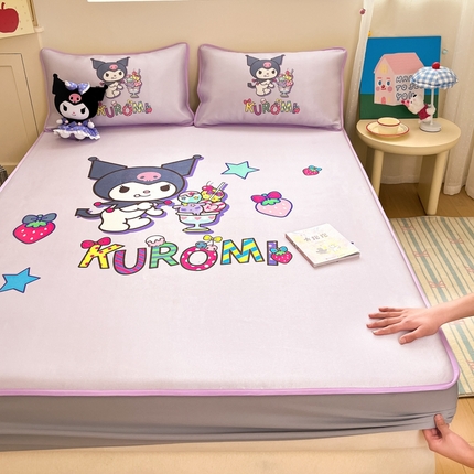  博雅新款三丽欧A类大版数码印花1200D冰丝凉席-床笠款 开心库洛米