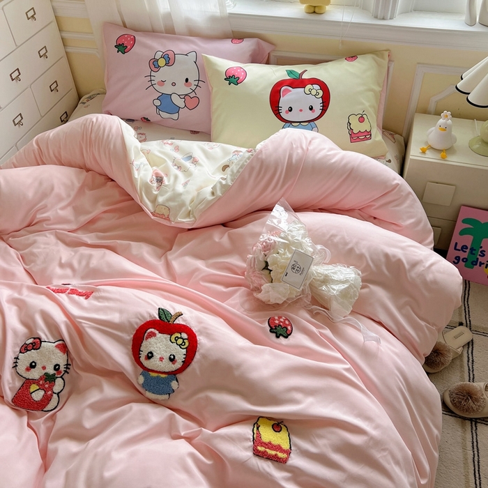 91家纺网 家纺一手货源 找家纺 一霖家纺 2025新款高克重云朵棉数码印花＋毛巾绣四件套