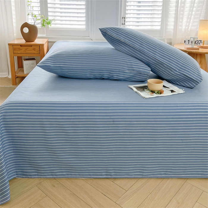 91家纺网 家纺一手货源 找家纺 美梦里 2025新款无印老粗布床单凉席席子 云熙蓝