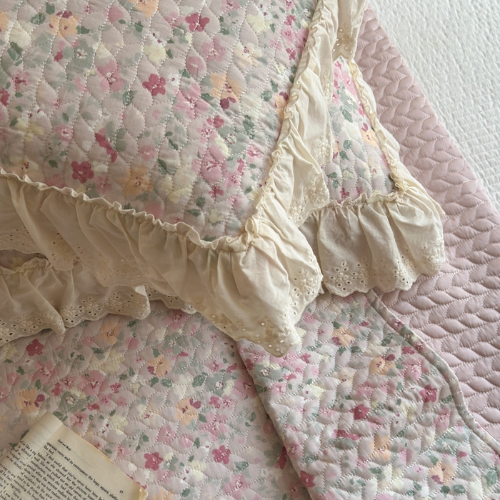 91家纺网 家纺一手货源 找家纺 淑女公社家纺  2025春夏新款法式纯棉双层纱夏被床盖四件套 繁花