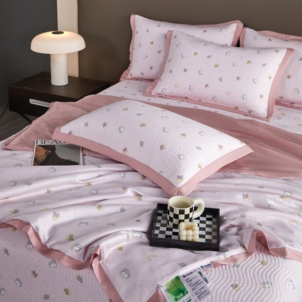 91家纺网 家纺一手货源 找家纺 （总）莎果 2025春夏莫代尔印花高温砂洗床盖三件套四件套