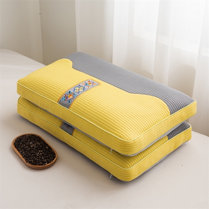 91家纺网 家纺一手货源 找家纺 （总）2025新款双拼刺绣纯荞麦枕  枕头枕芯