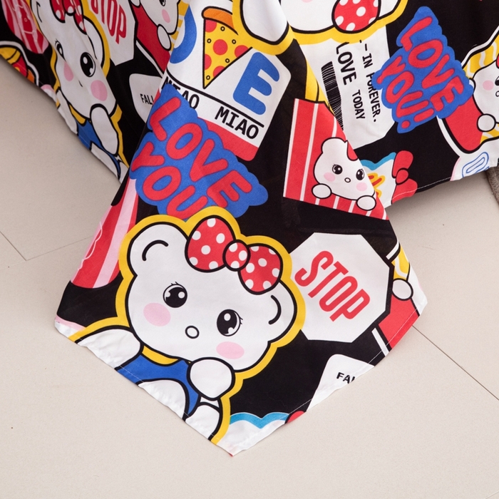 91家纺网 家纺一手货源 找家纺 乐居坊2025新款亲肤舒适印花芦荟棉夏凉被四件套 潮流凯蒂