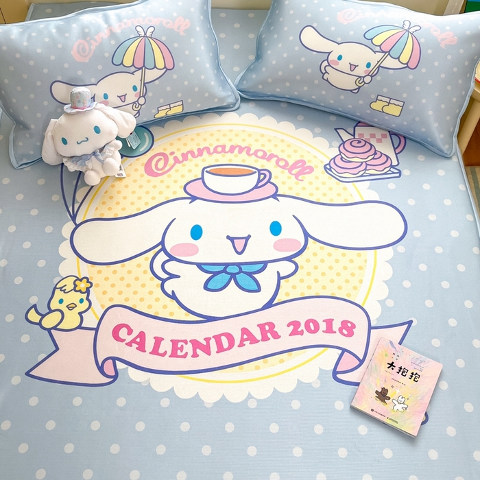 91家纺网 家纺一手货源 找家纺  博雅新款三丽欧A类大版数码印花1200D冰丝凉席-床笠款 欢乐玉桂狗