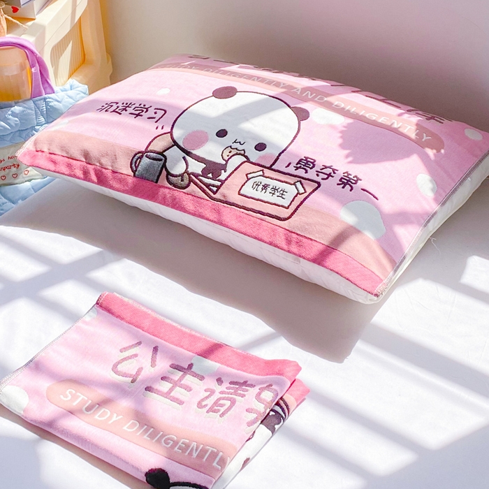 91家纺网 家纺一手货源 找家纺 美宜家 2025新款40*60儿童纯棉A类纱布枕巾乳胶专用高档枕巾 优秀 一对