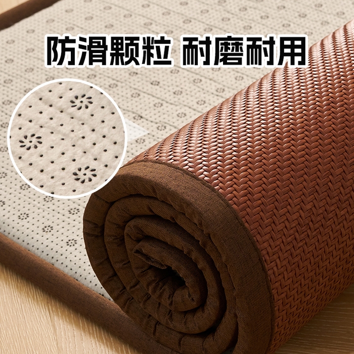 91家纺网 家纺一手货源 找家纺 锦丝钰床垫  2025新款高端Pe冷感藤席地铺垫 Pe红