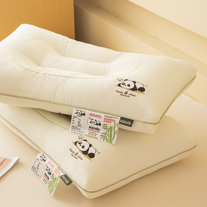 91家纺网 家纺一手货源 找家纺 爱来伊2025新款Q萌熊猫A类全棉亲子定型护颈枕芯儿童学生成人家用枕头 Q萌熊猫亲子枕-学生款40×60㎝【单只】