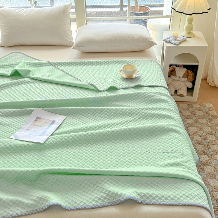 91家纺网 家纺一手货源 找家纺 阿牛席业 2025春夏新款双面云母夏被夏凉被空调被 沐夏-琉璃绿