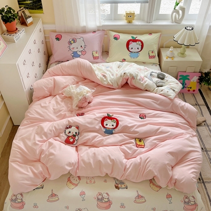 一霖家纺 2025新款高克重云朵棉数码印花＋毛巾绣四件套