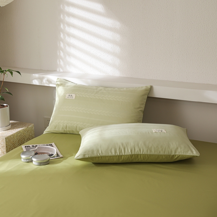 91家纺网 家纺一手货源 找家纺 眠博士 2025新款A类全棉波纹纱提花大豆纤维追忆包边夏被四件套 麦穗夏被-麦穗绿