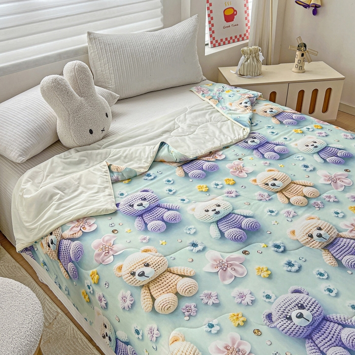 91家纺网 家纺一手货源 找家纺 （总）庭彤 2025新款5D夏被空调被A类云母仿锦氨凉感丝夏凉被子被芯【 量大可谈】