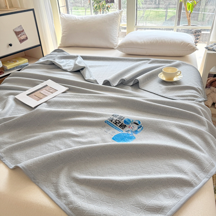 91家纺网 家纺一手货源 找家纺 阿牛席业 2025春夏新款双面云母夏被夏凉被空调被 太空-雪山灰