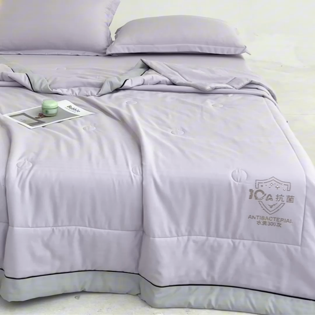 91家纺网 家纺一手货源 找家纺 宝士康家纺 2025新款10A抗菌华夫条提花夏被 香紫