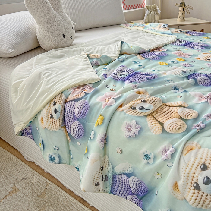 91家纺网 家纺一手货源 找家纺 （总）庭彤 2025新款5D夏被空调被A类云母仿锦氨凉感丝夏凉被子被芯【 量大可谈】