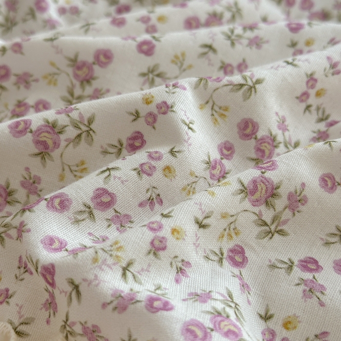 91家纺网 家纺一手货源 找家纺 淑女公社家纺  2025春夏新款法式纯棉双层纱夏被床盖四件套 悦颜 紫