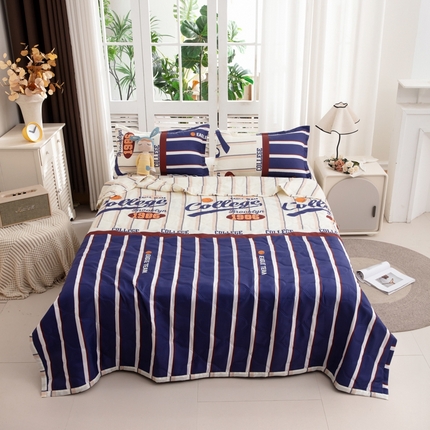 91家纺网 家纺一手货源 找家纺 乐居坊2025新款亲肤舒适印花芦荟棉夏凉被四件套 高校风云