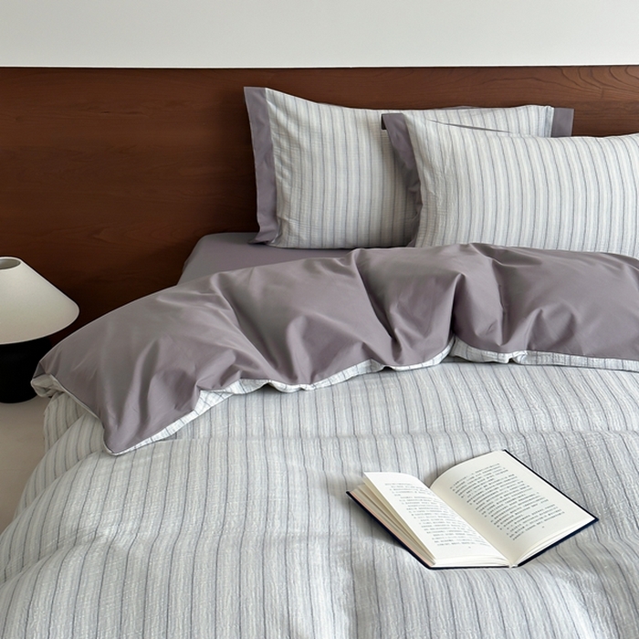 91家纺网 家纺一手货源 找家纺 旷野2025新款全棉纯棉A类婴幼儿级双层纱皱皱纱四件套 理想三旬-灰