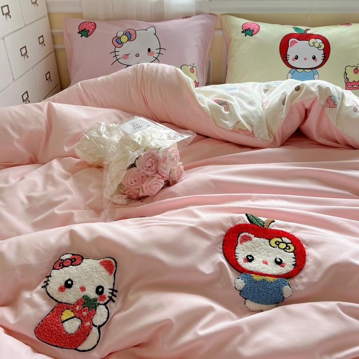 91家纺网 家纺一手货源 找家纺 一霖家纺 2025新款高克重云朵棉数码印花＋毛巾绣四件套