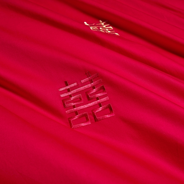 91家纺网 家纺一手货源 找家纺 晶缦家纺 2025新款喷气全棉13376婚庆绣花四件套 吾家有喜