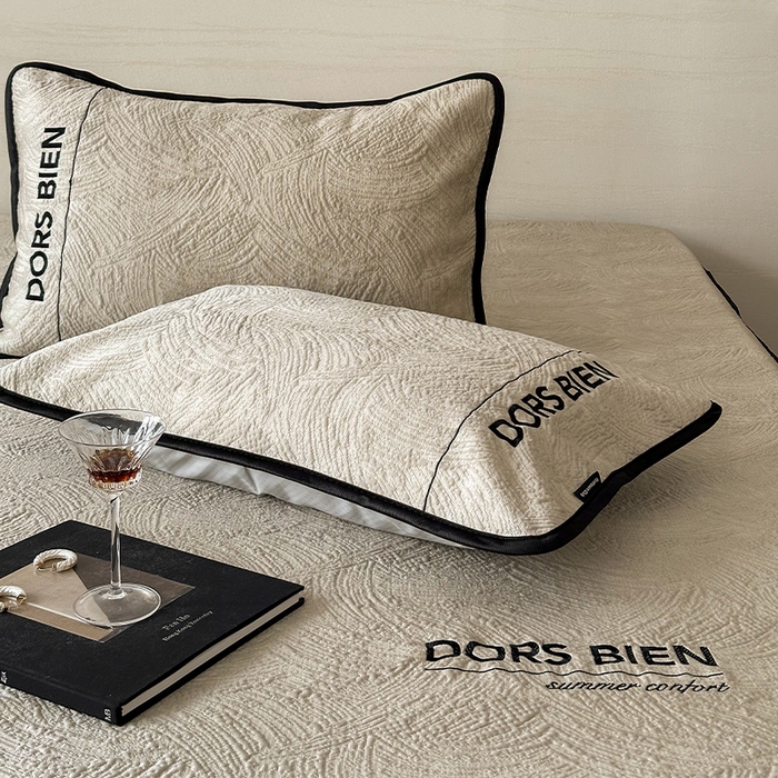 91家纺网 家纺一手货源 找家纺 （总）圆岛家纺 2025新款3D高分子凉感浮雕提花软凉席床笠款三件套