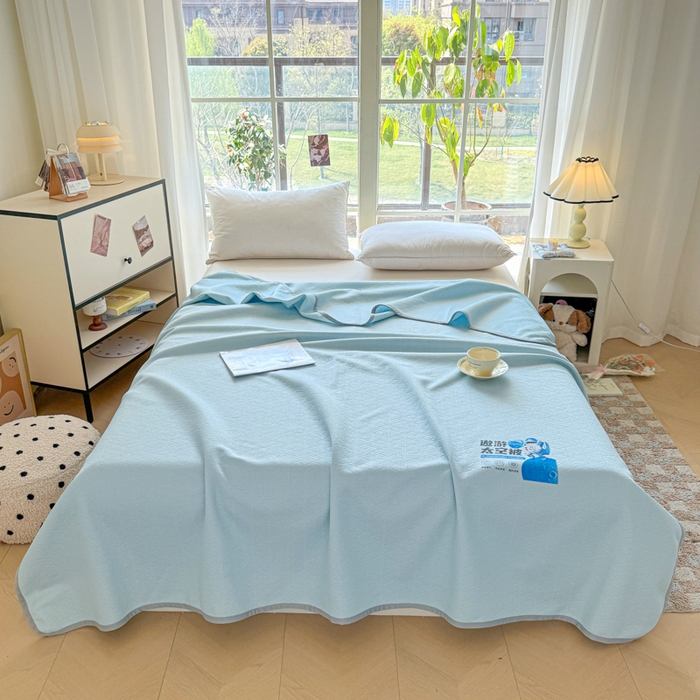 91家纺网 家纺一手货源 找家纺 阿牛席业 2025春夏新款双面云母夏被夏凉被空调被 太空-冰河蓝